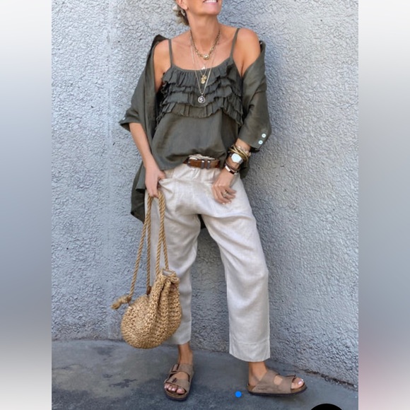 100% linen fisherman pants - Picture 3 of 15